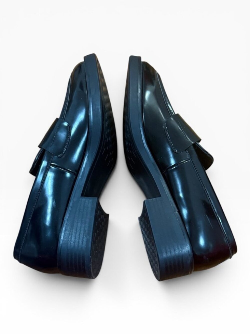 Madden Girl Cecilly Loafer Women 6M Black Excellent Chunky Block Heel Patent
